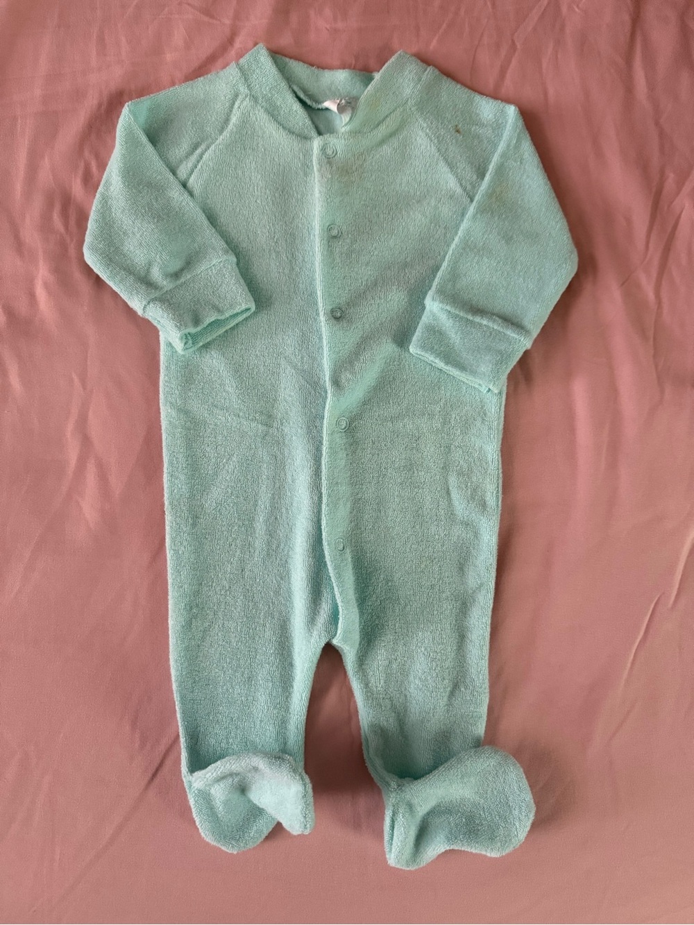 Vintage Baby One-Piece Footed Pajamas in Mint Green